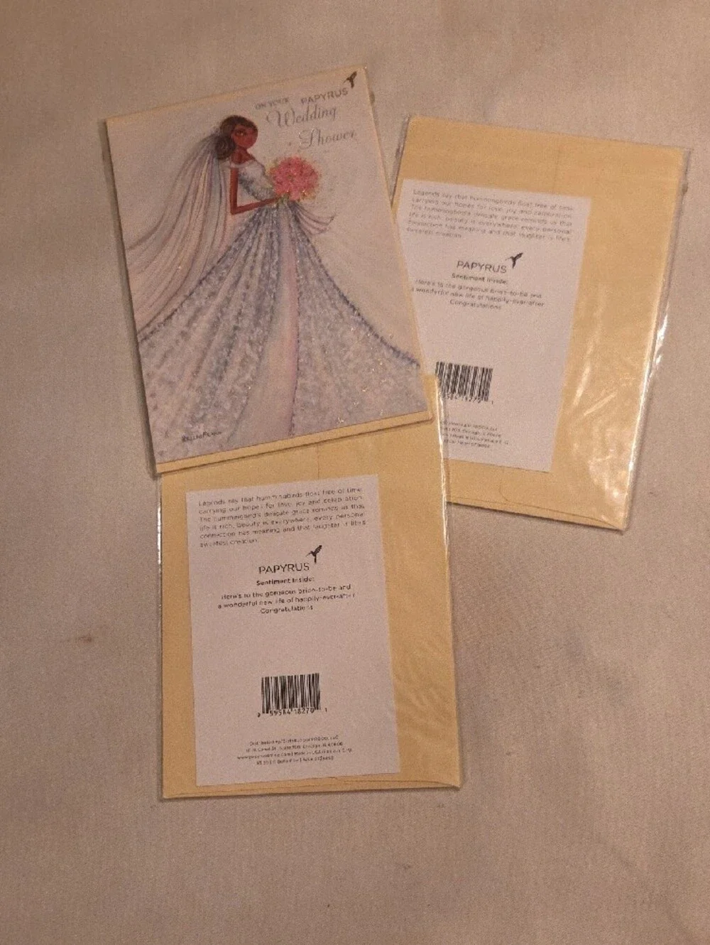Papyrus Bridal Shower Cards (3) — White Gown with Pink Bouquet